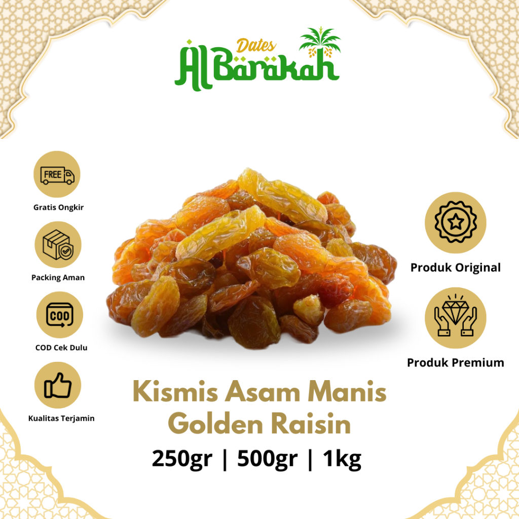 

Kismis Asam Manis Golden Raisin Cemilan Arab Oleh oleh Haji dan Umroh Original Kualitas Premium