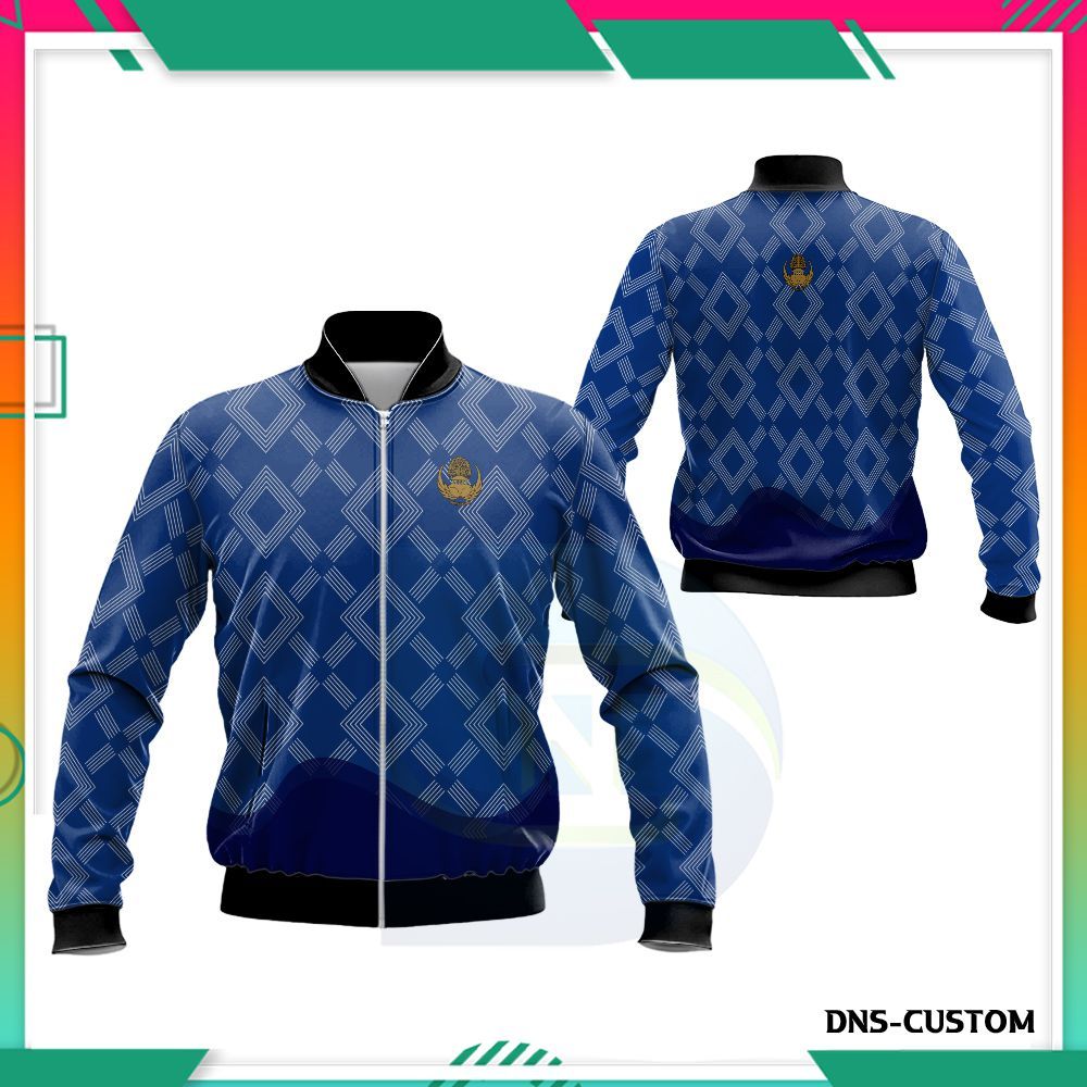 Jaket Bomber Korpri / Jaket Pria Motif Batik Guru Fullprint