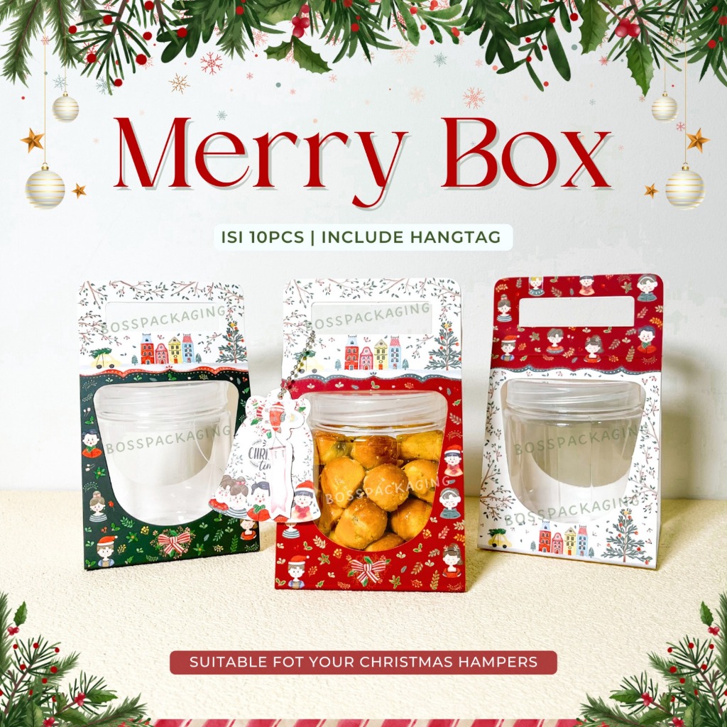 

Merry Jar Box Kotak Snack Cookies Souvenir Christmas / Dus Snack Kado Packaging Natal
