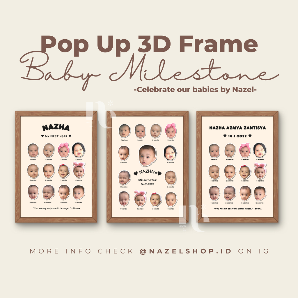 3D FRAME ONE YEAR BABY MILESTONE | POP UP FRAME BABY | FOTO BAYI 12 BULAN ESTETIK | FRAME CUSTOM BAY