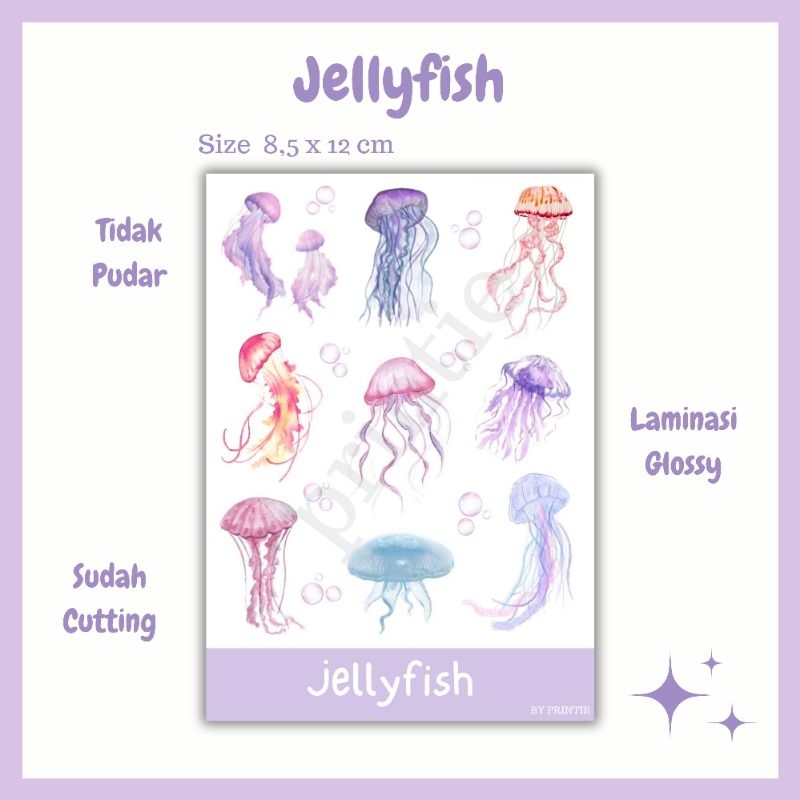 

[1lbr] kisscut stiker sheet jellyfish aesthetic sea