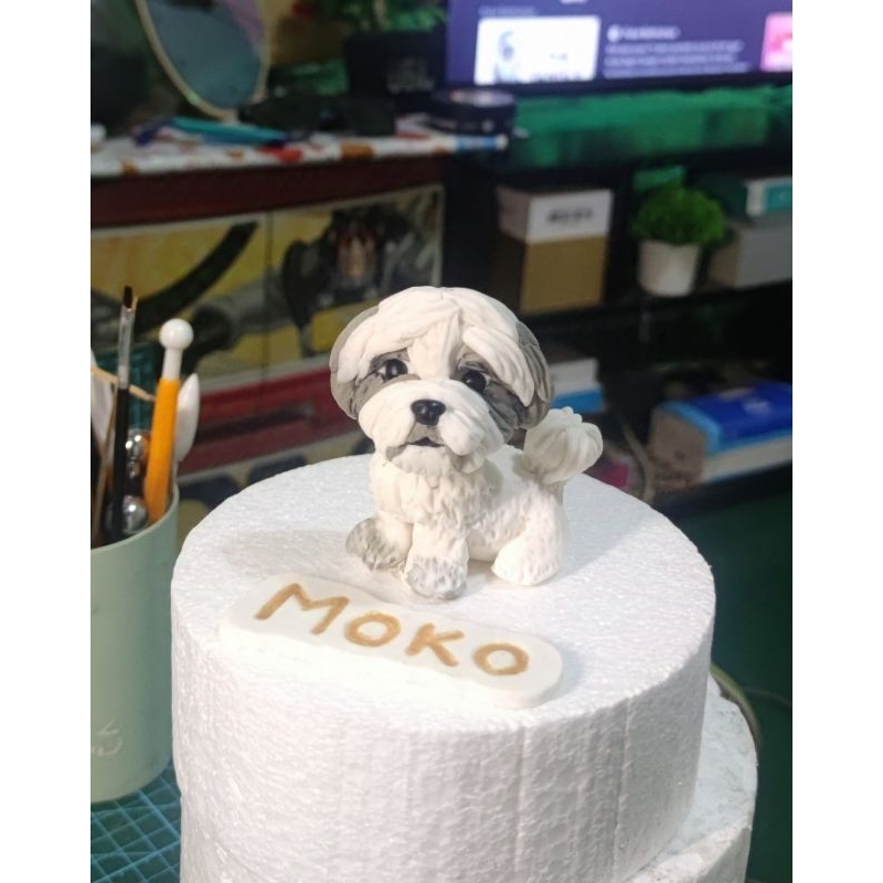 

doggy figurine fondant topper kue ulang tahun.