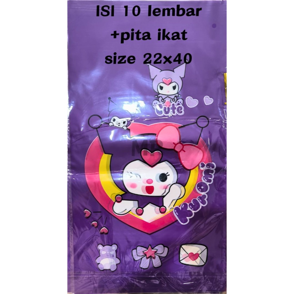 

Tas plastik Ultah kuromi/Tas Plastik Bingkisan Snack/ Plastik OPP Kaca Kuromi/ Tas Ultah Kuromi/ Tas Motif Kuromi UK 22X40CM ISI 10 LEMBAR
