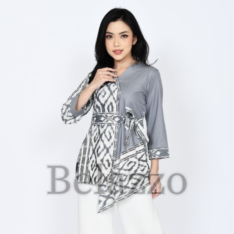 (READY STOCK) Baju Atasan Kemeja Blouse Batik Tenun Etnik Wanita Modern - Kemeja Kantor Batik Tenun 