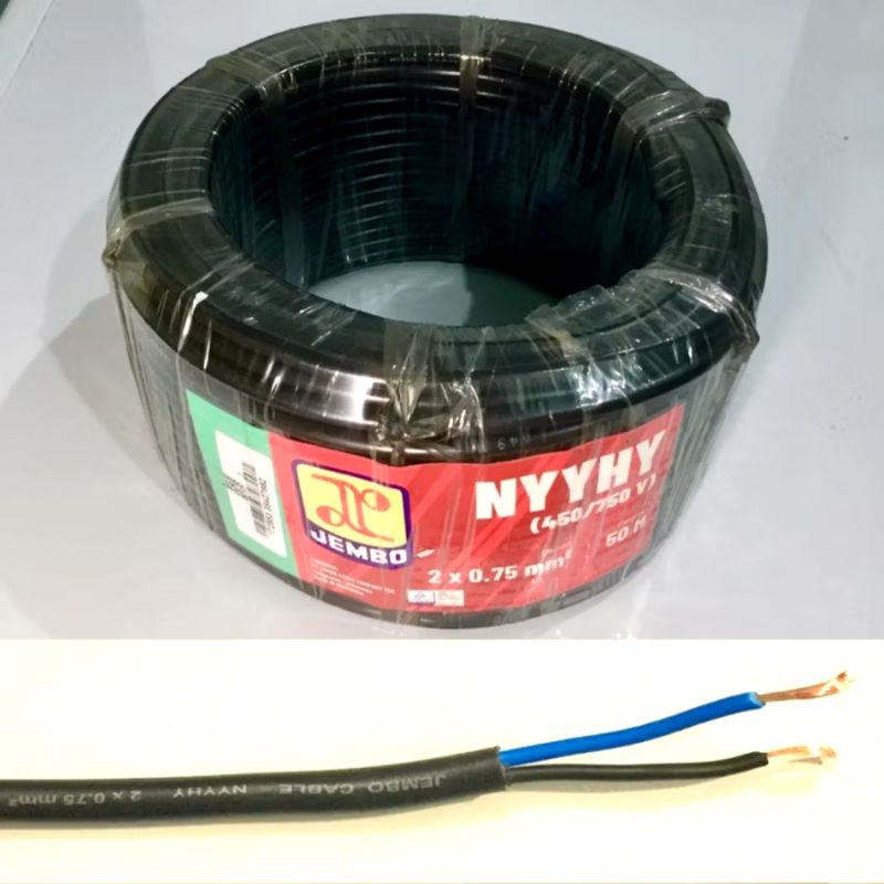 kabel NYYHY jembo 2x0.75mm nyyhy 2x0,75mm 2x0.75 mm 2x0,75 mm nyyhyo kabel serabut isi 2
