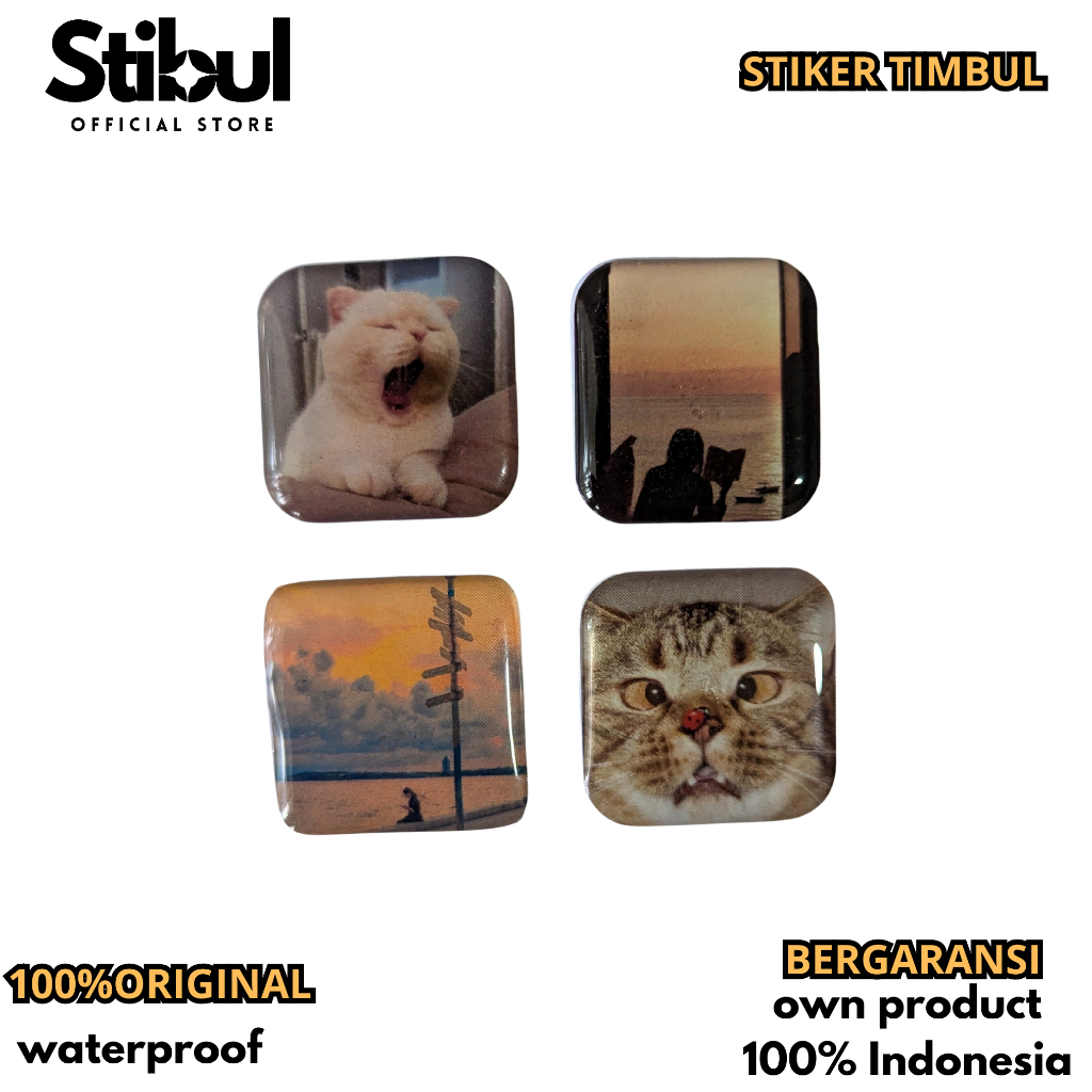 

Stiker Timbul Resin Aesthetic waterproof kucing jingga untuk case hp laptop buku kaca dll