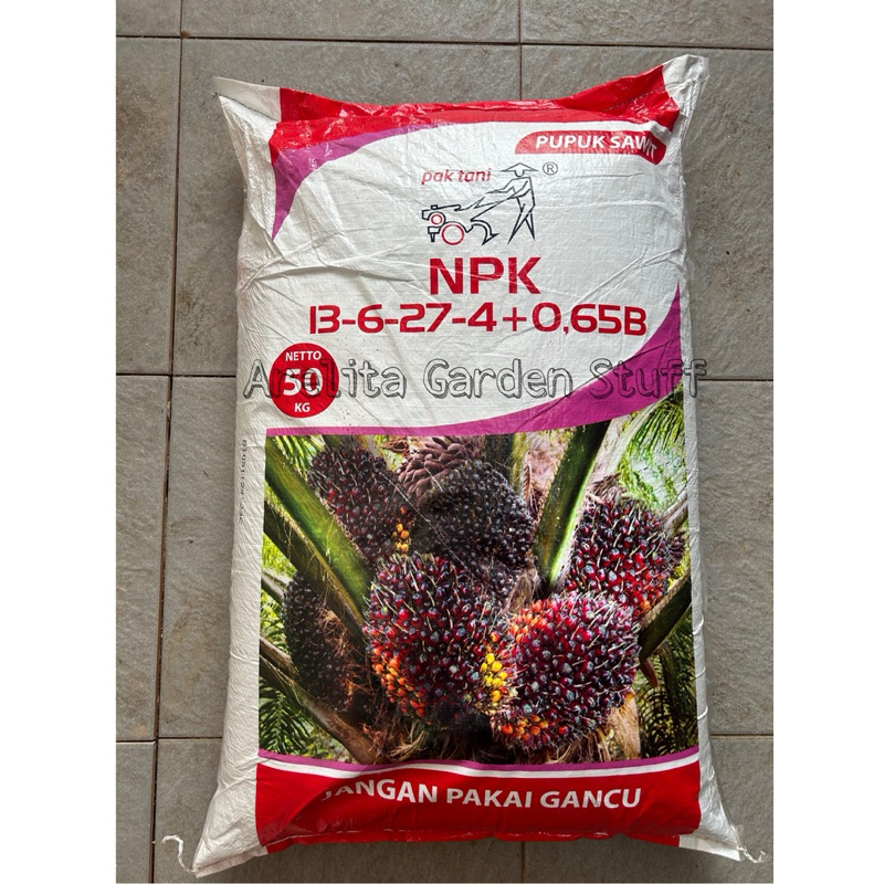 Pupuk NPK 13.6.27.4 + 0.65%B merk Pak Tani Repack 1kg