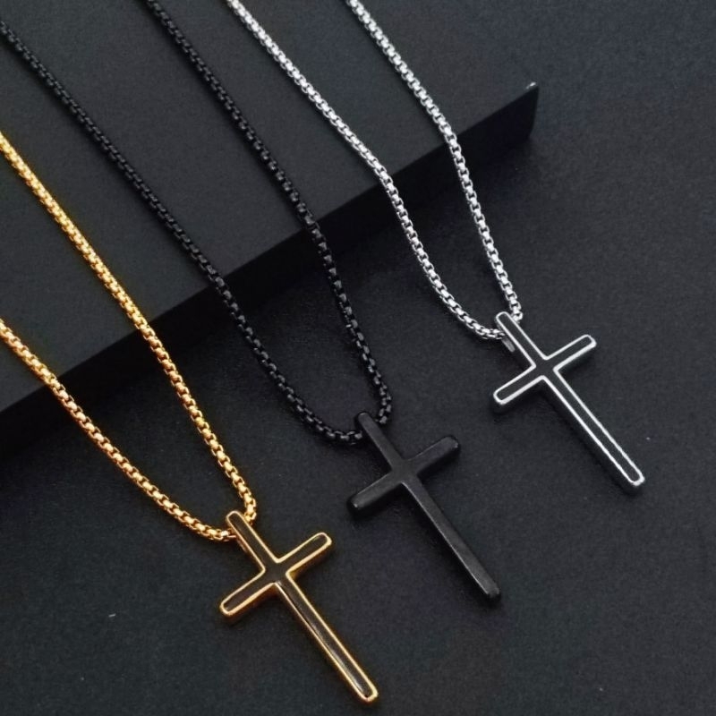 Kalung Salib Pria Model Rantai Holo