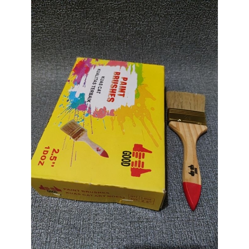 

[12] KUAS CAT TEMBOK 2 1/2 INCH GOOD GAGANG KAYU / 12 BUAH