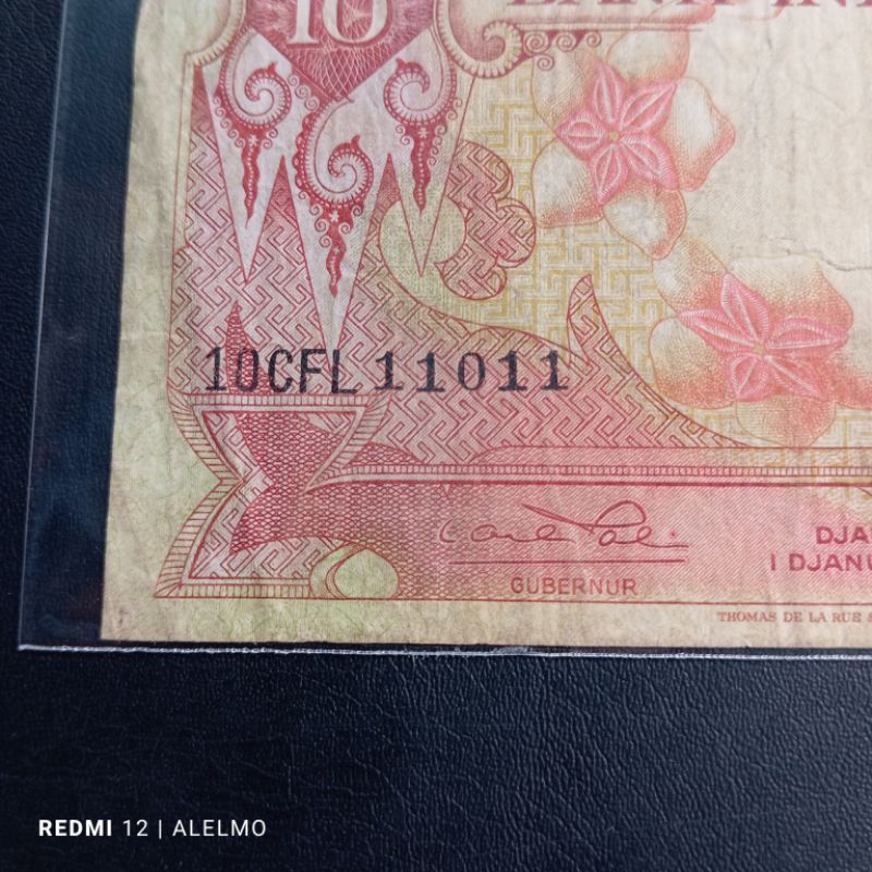 seri radar cantik uang kertas kuno 10 seri bunga tahun 1959 bekas asli utuh