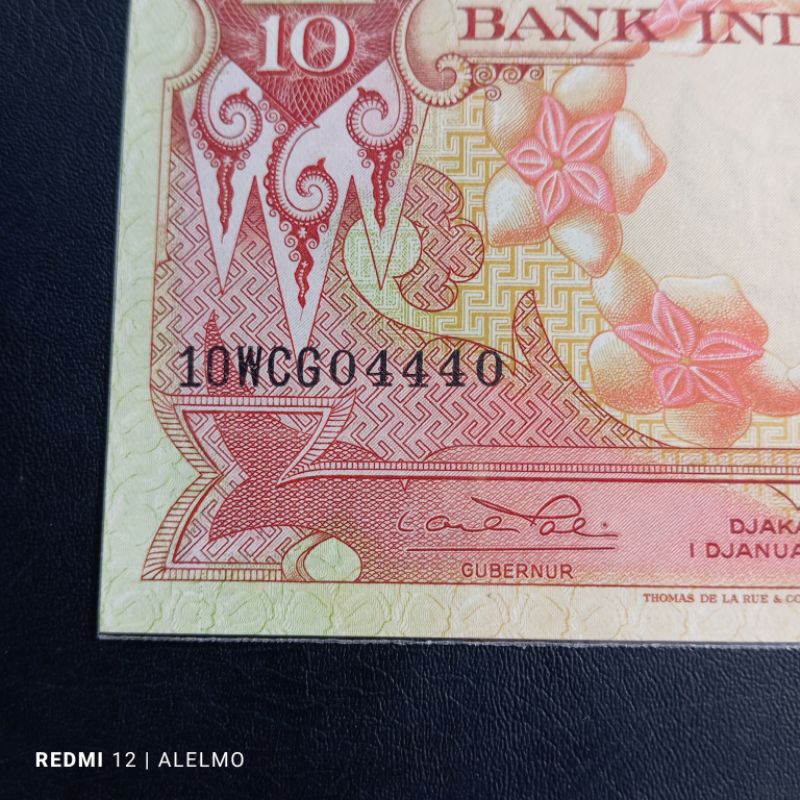 no seri radar cantik uang kertas kuno 10 seri bunga tahun 1959