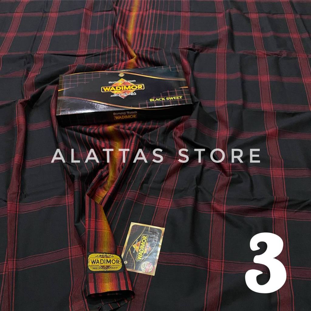 Sarung Wadimor Black Sweet Polos Hitam dan Putih Kotak