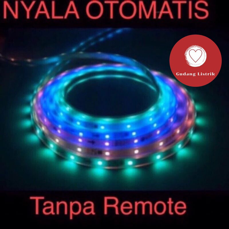 LAMPU STRIP RGB 5050 WARNA WARNI RUNNING NYALA OTOMATIS SET + ADAPTOR 4.5METER (TANPA REMOTE) TIKTOK