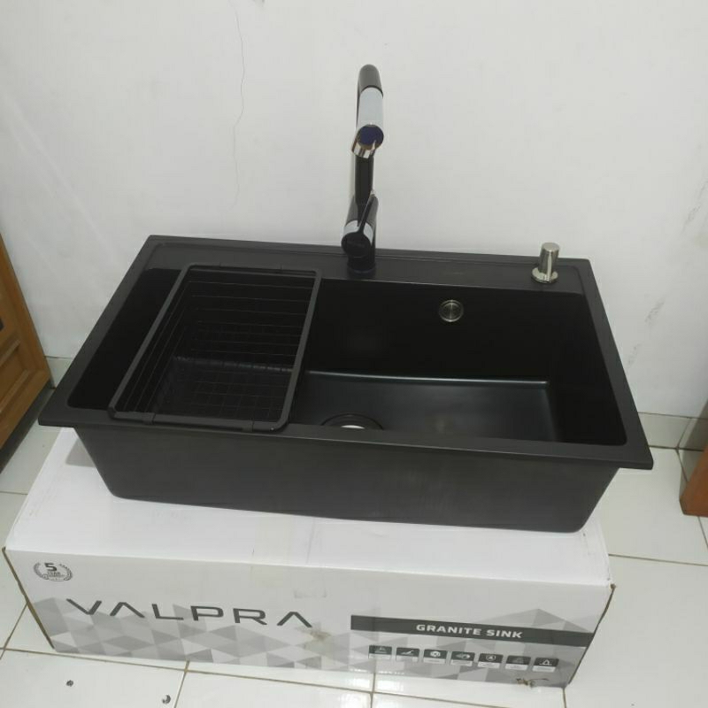 vapra kitchen sink 1 lobang 7646 granit hitam/bak cuci piring 1 bowl 7646 granit