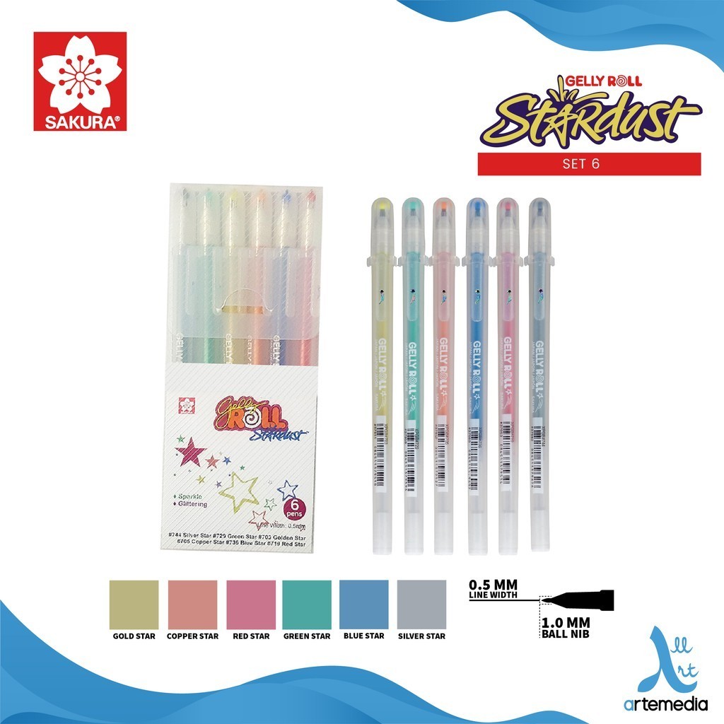 

Gramedia Surabaya - Sakura Gelly Roll Stardust set 6 Color Set Gel Pen Bolpen