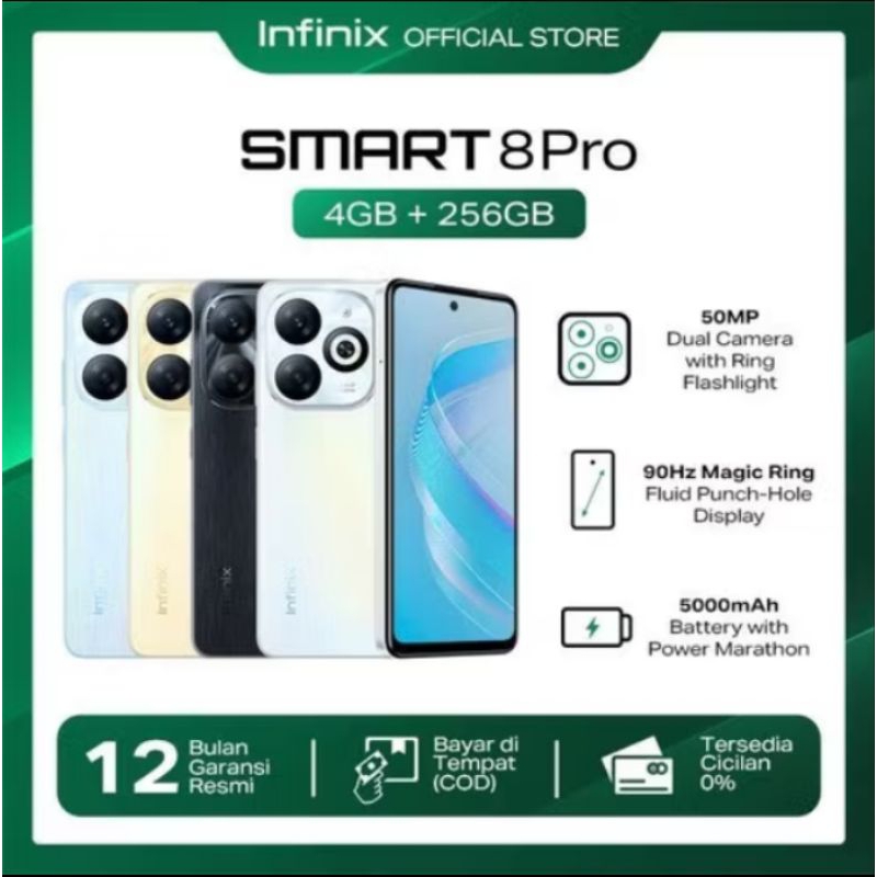 Infinix Smart 8 Pro 4/256GB- Up to 8GB Extended RAM - 6.6" 90Hz Puch Hole Display - Helio G36 - 5000