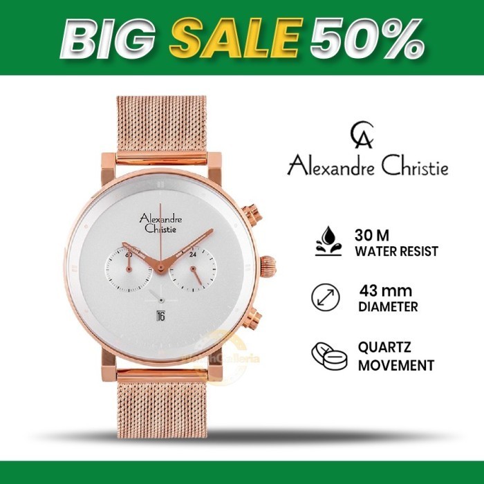 SALE Jam Tangan Pria Alexandre Christie AC 6547 MC BRGSL Original Resmi
