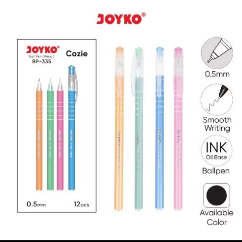 

Pulpen pena Joyko BP-335 COZIE 0.5mm 1pack isi 12pcs/ballpen