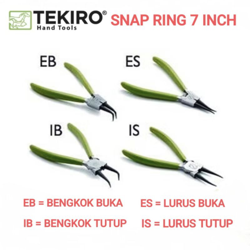 (JU) TEKIRO tang circlip 7 INCH IS/ES/IB/EB/1SET snap ring pliers 7inch ORIGINAL