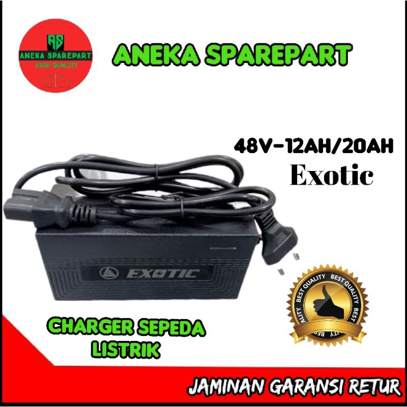 charger sekuter listrik charger EXOTIC SEPEDA LISTRIK 48V 12/20 AH
