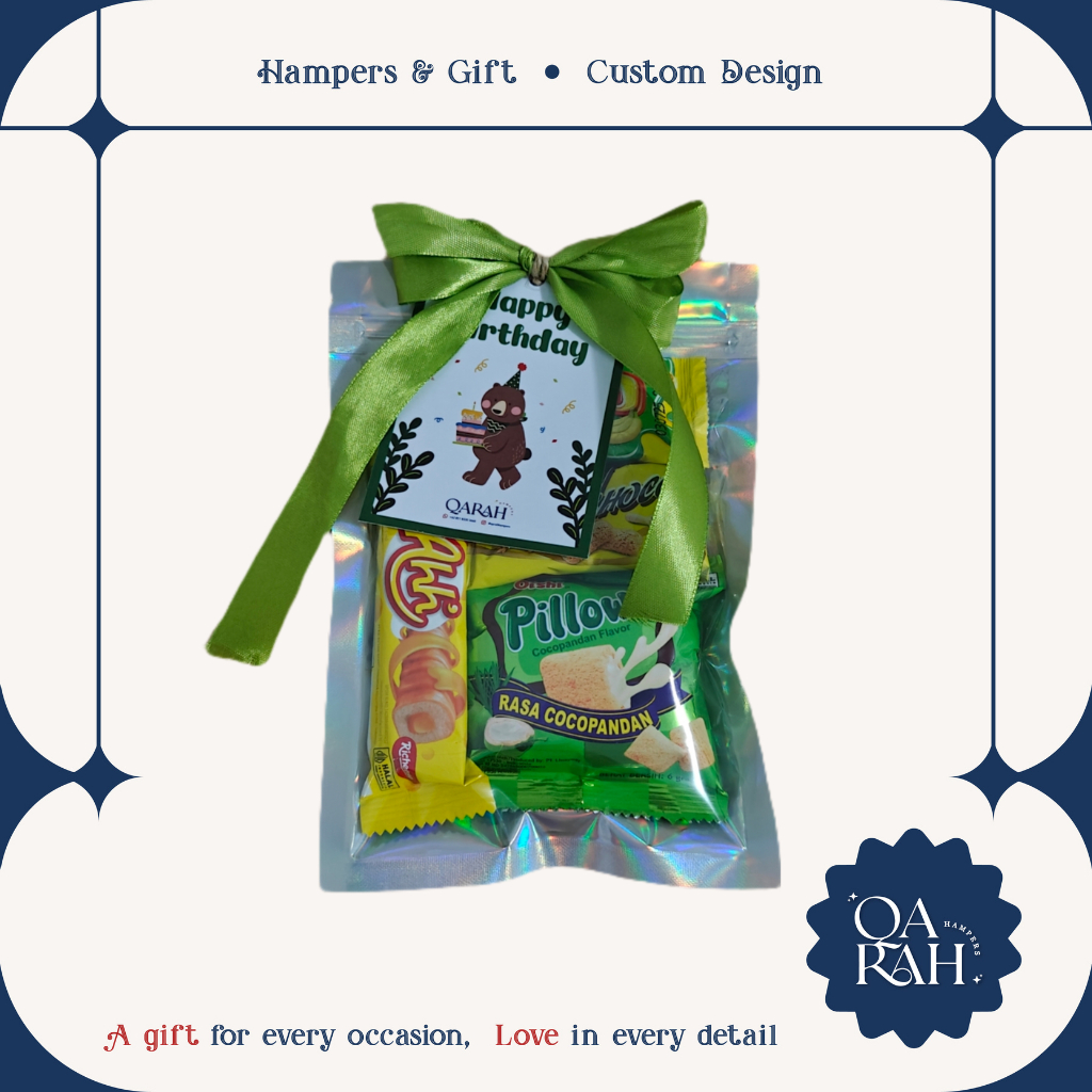 

QARAHHAMPERS Basic Size S Hijau | Bingkisan Snack Ulang Tahun Anak Gift Hampers Birthday Hadiah Kado