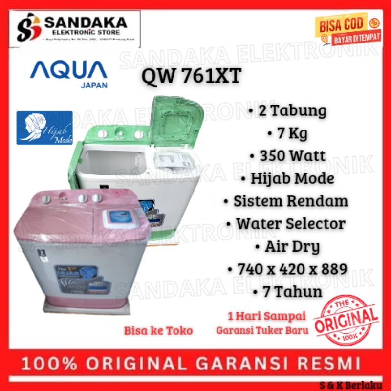Aqua Mesin Cuci Qw 761 Gr 7 Kg 2 Tabung Hijab Series