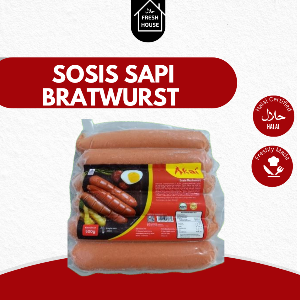 

SOSIS AKAI BRATWURST 500GR / AKAI SOSIS SAPI