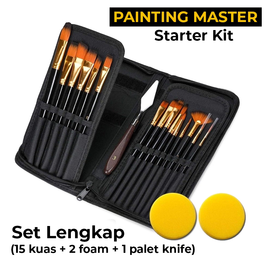 

Art Brush Set Kuas Lukis 18 in 1 Kuas Alat Lukis Set Lengkap Mixing