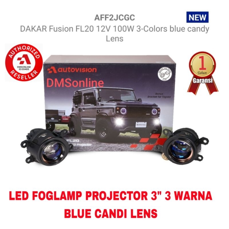 Led Foglamp Projector 3" 3 Warna Dakar Fusion Autovision Garansi 1 Th