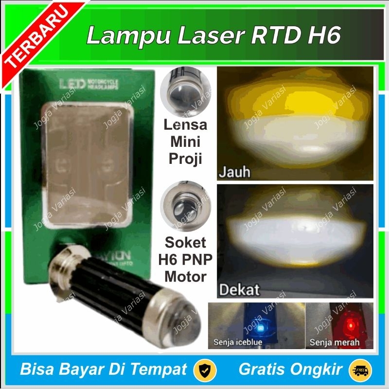 LAMPU LASER RTD H6  M11Z LS10 UTAMA LED MOTOR  2 WARNA SOROT FOKUS JAUH DEKAT KUNING PUTIH DEMON MER