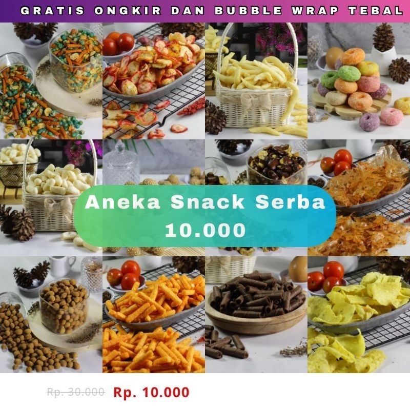 

ANEKA SNACK SERBA 10.000 KUCINTA SNACK makanan jajanan camilan cemilan pedas asin gurih manis Snack murah camilan5000 snack5000