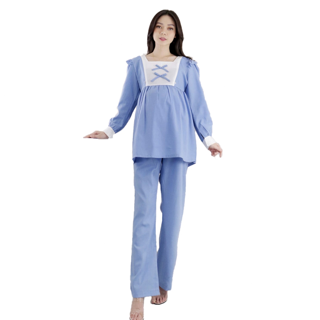 Setelan Hamil dan Menyusui Celana Hamil Baju Hamil Lengan Panjang Katun Allsize