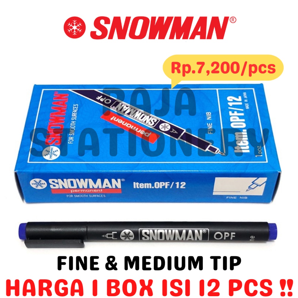 

KODE X1C SNOWMAN PERMANENT MARKER OPF OPM BLACK BLUE RED GREEN SPIDOL PERMANEN SNOWMAN HITAM BIRU MERAH HIJAU IJO OHP 12PCS
