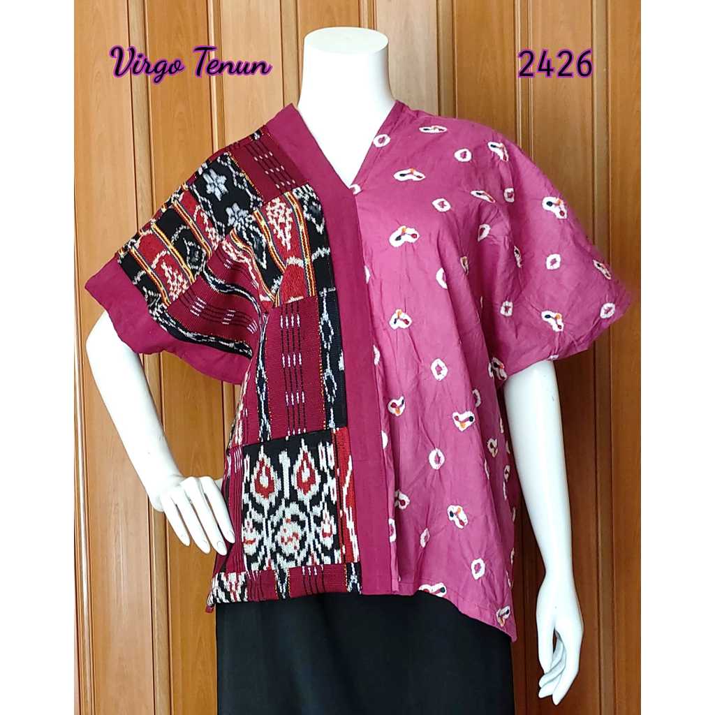 CUCI GUDANG RTW 2426 Top/blouse/atasan patchwork tenun Nagekeo Flores NTT