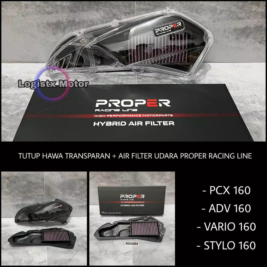 TUTUP HAWA PCX 160 / ADV 160 / STYLO 160 / VARIO 160 ABS CBS TRANSPARAN NEMO + FILTER PROPER RACING 