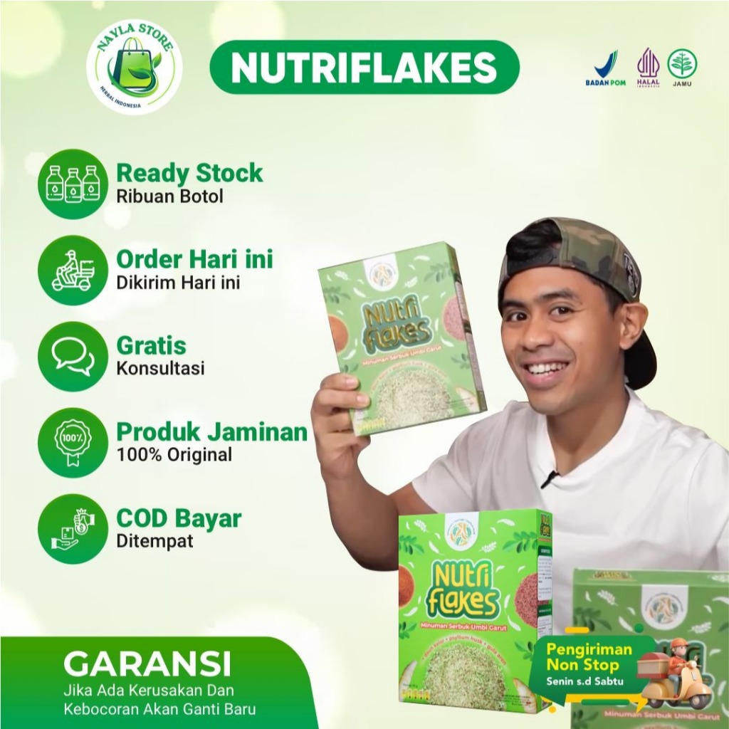 

NUTRIFLAKES Sereal Umbi Garut – Solusi Ampuh Asam Lambung, Maag & GERD [ PAKET 1 BOX ]