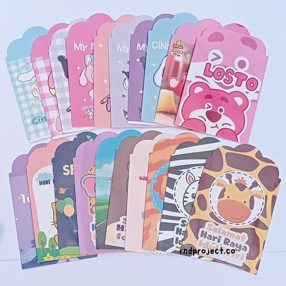 

10 pcs Amplop Lebaran 2025 Kuromi Siap Pakai Desain Koleksi Terbaru Angpau Tema Medium Art Paper Glossy Size 7x11 cm