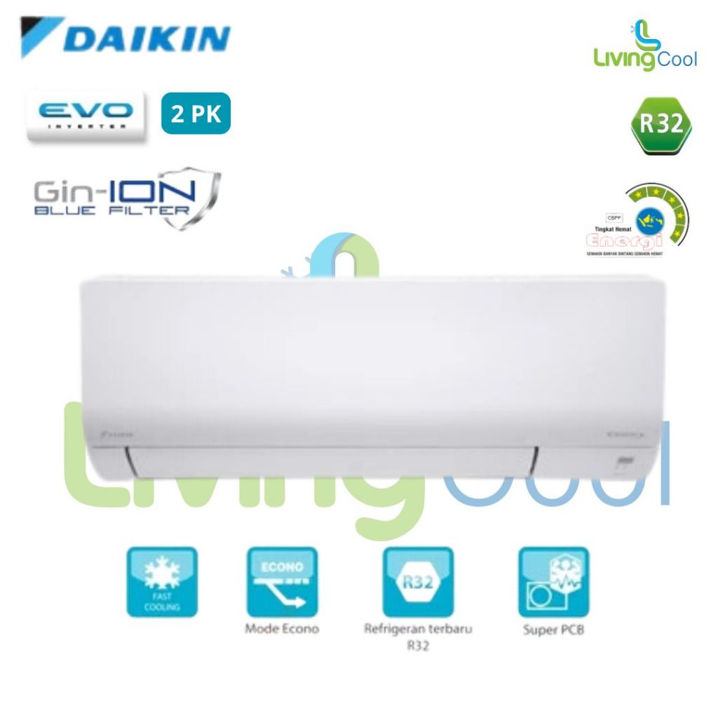 DAIKIN AC Type  EVO FTKF50AV14 AC Split 2 PK Inverter Garansi free kirim karawang bekasi cikarang ta