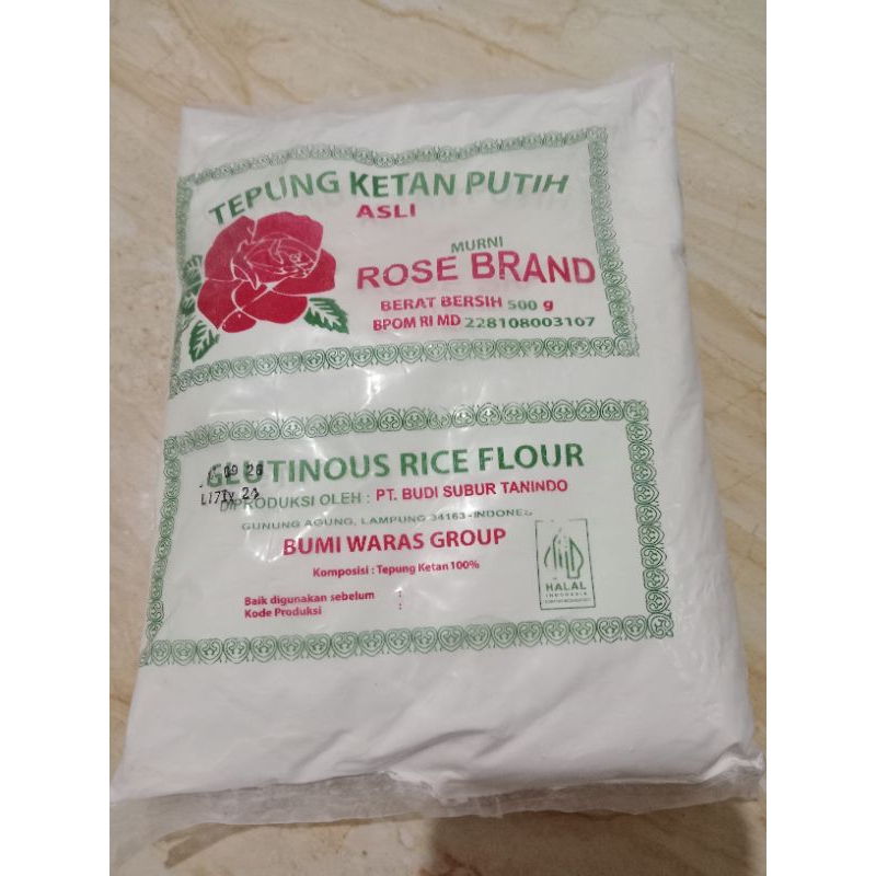 

Tepung Ketan Putih Rose Brand Kemasan 500 Gram