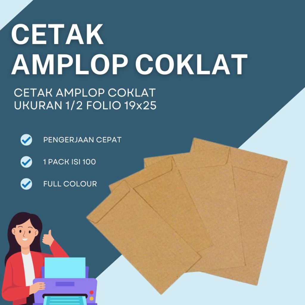 

CETAK CUSTOM AMPLOP COKLAT UKURAN 1/2 FOLIO 19x25cm