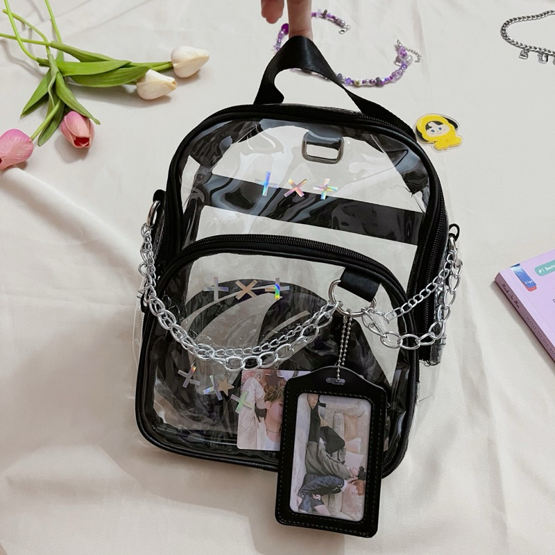 KPOP Black PVC Sling Bag & Backpack/ Tas Konser