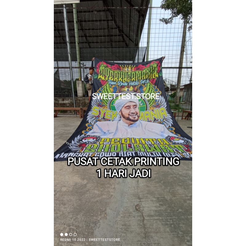 BENDERA SHOLAWAT JUMBO 500×300cm, FREE STICKER, BENDERA TERMURAH, BENDERA SYECKHERMANIA, BENDERA MAF