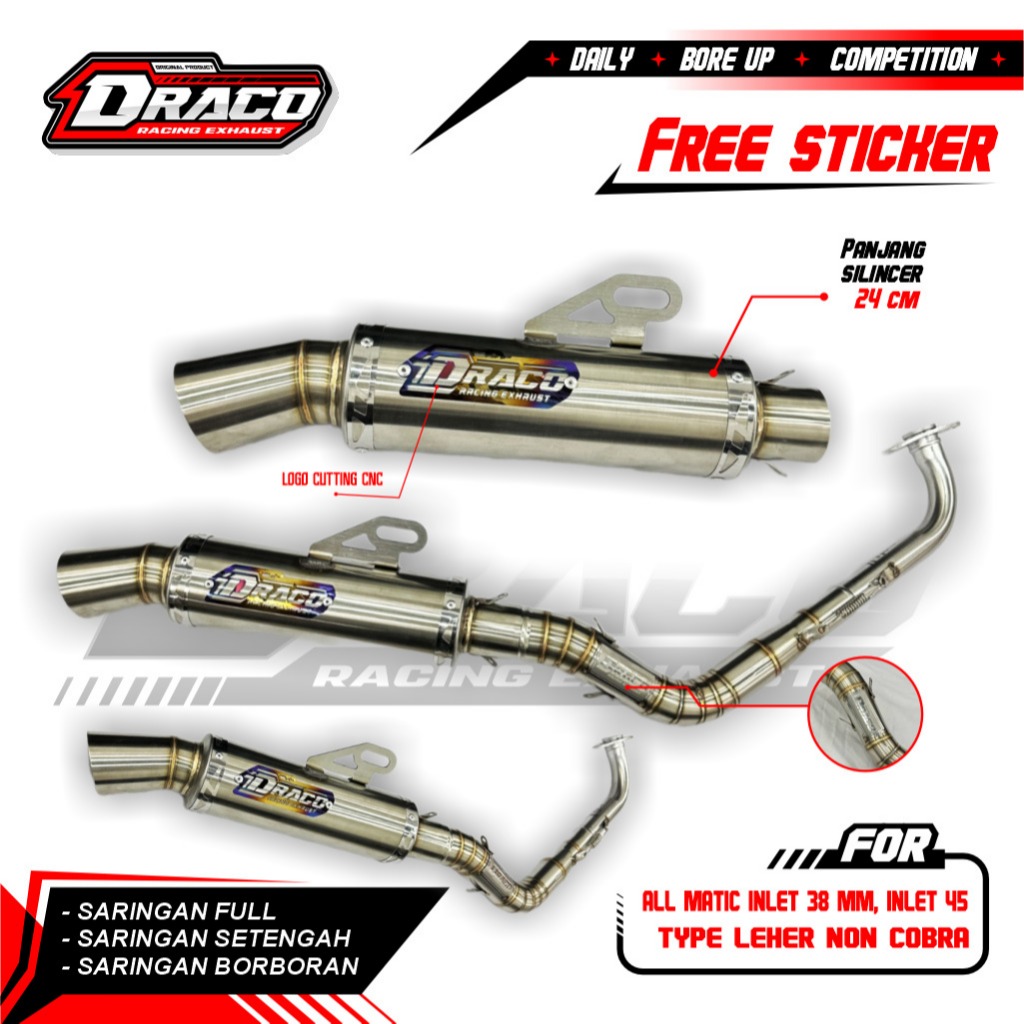 Knalpot Racing Samlong Original Draco Non Cobra Fullset