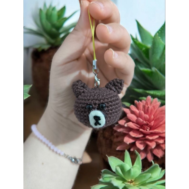 CROCHET GANTUNGAN HP BROWN "LINE FRIENDS"