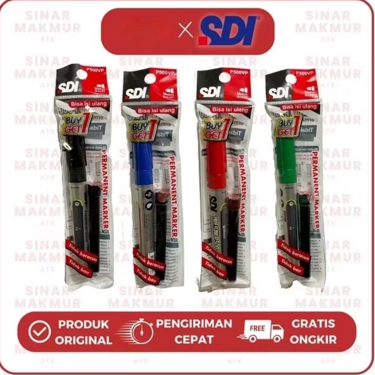 

Spidol Permanent / Spidol SDI Permanen P500VP/ Permanen Marker round tip (free reffil)