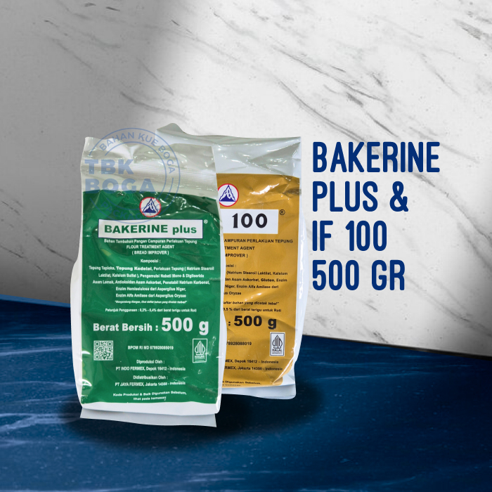 

Bakerine Plus & IF 100 ( 500 gr ) Bread Improver Pengembang Pelembut Improver