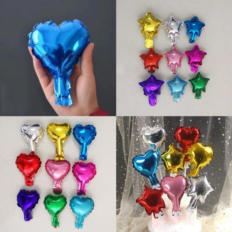 balon bintang love 5inch super mini kecil star hati heart silver gold rosegold ungu biru merah pink 