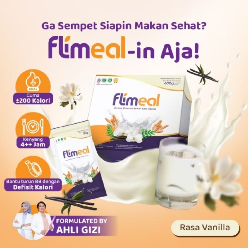 

FLIMEAL Vanilla 1box isi 12sachet. PROMO COD READYSTOCK SEREAL PENGGANTI SARAPAN. ORIGINAL MEDAN SIAP KIRIM