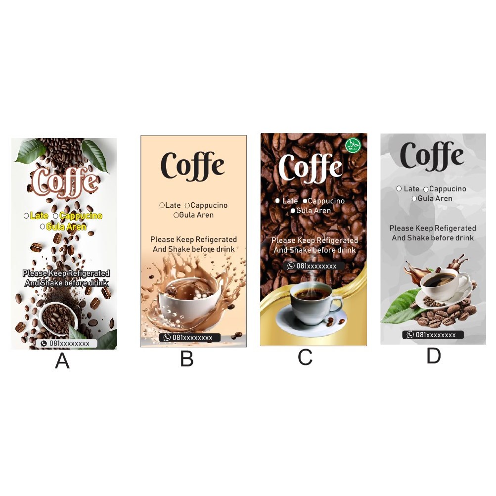 sticker minuman kopi/stiker minuman botol/kemasan minuman