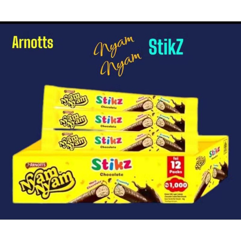 

[ HALAL ] NYAM NYAM STIKZ CHOCOLATE CRUNCHY 1BOX ISI 12PCS